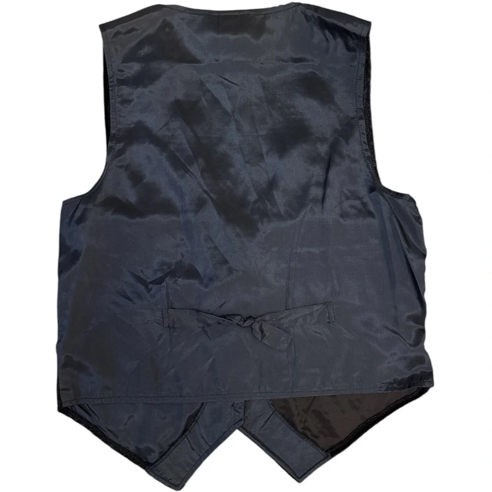 Judy Knapp Vintage vest in various shades of blue by with a printed design SizeS